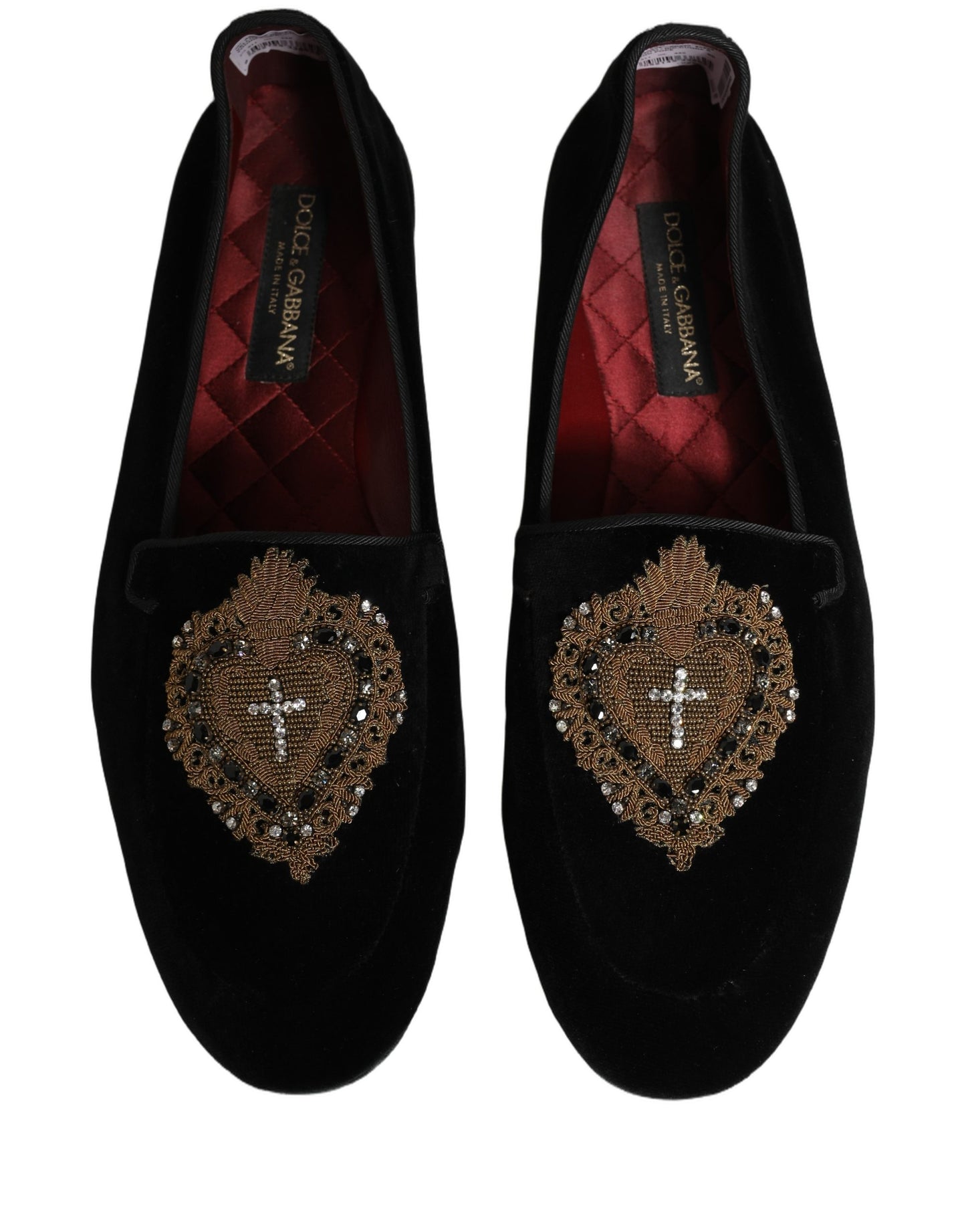Black Velvet Sacred Heart Dress Loafers Shoes