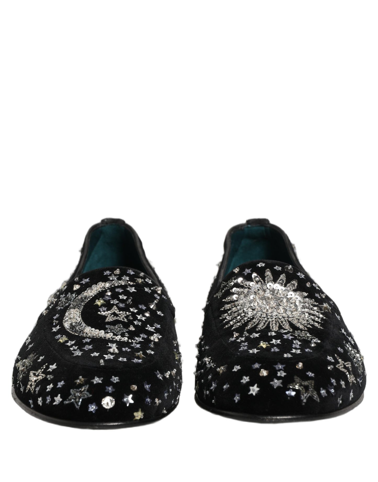 Black Crystal Embellished Dress Loafers Shoes