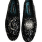 Black Crystal Embellished Dress Loafers Shoes