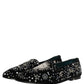 Black Crystal Embellished Dress Loafers Shoes