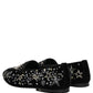 Black Crystal Embellished Dress Loafers Shoes