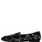 Black Crystal Embellished Dress Loafers Shoes