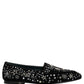 Black Crystal Embellished Dress Loafers Shoes