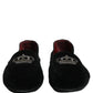 Black Crown Embellished Dress Loafers Shoes