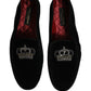 Black Crown Embellished Dress Loafers Shoes
