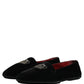 Black Crown Embellished Dress Loafers Shoes