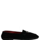 Black Crown Embellished Dress Loafers Shoes