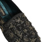 Black Rhinestone Embellished Loafers Shoes