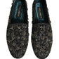 Black Rhinestone Embellished Loafers Shoes