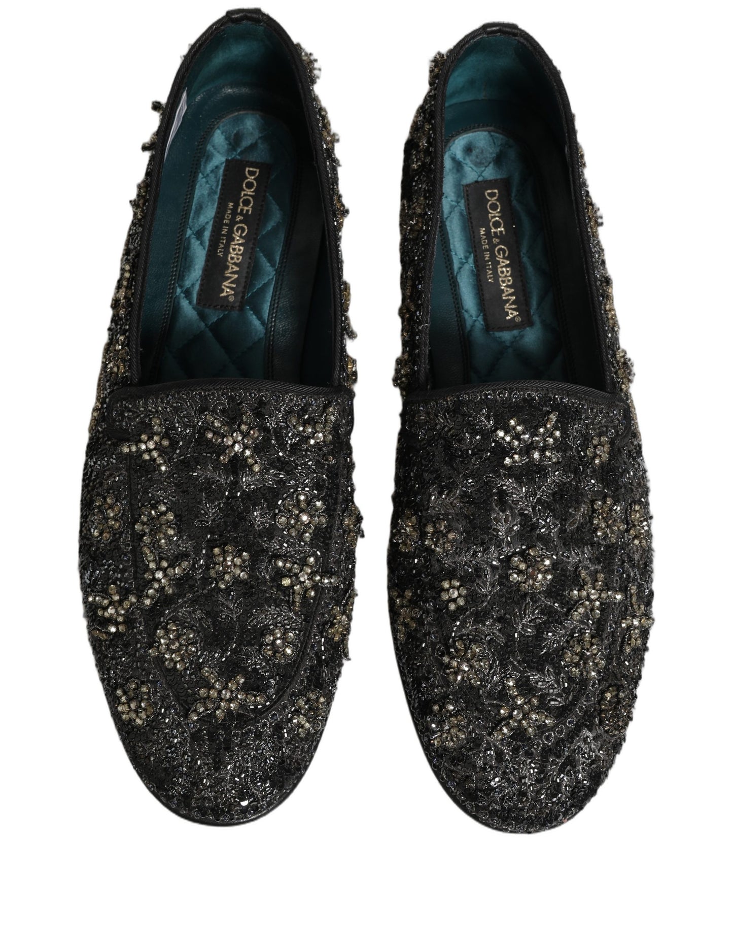 Black Rhinestone Embellished Loafers Shoes