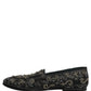 Black Rhinestone Embellished Loafers Shoes