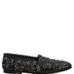 Black Rhinestone Embellished Loafers Shoes