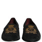 Black Velvet Crown Embroidery Loafers Shoes
