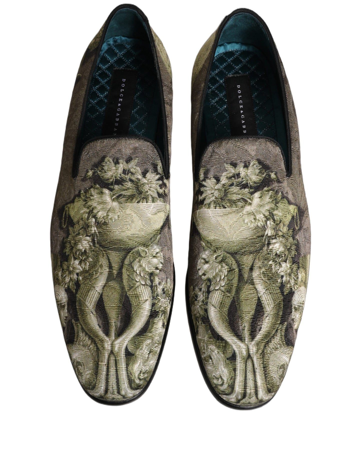 Brown Baroque Print Slip On Men Loafers Shoes