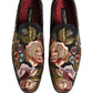 Black Velvet Floral Embroidery Loafers Shoes