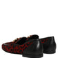 Red Leopard Print Pony Hair Dress Loafers Shoes