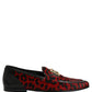 Red Leopard Print Pony Hair Dress Loafers Shoes