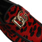 Red Leopard Print Pony Hair Dress Loafers Shoes