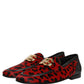 Red Leopard Print Pony Hair Dress Loafers Shoes