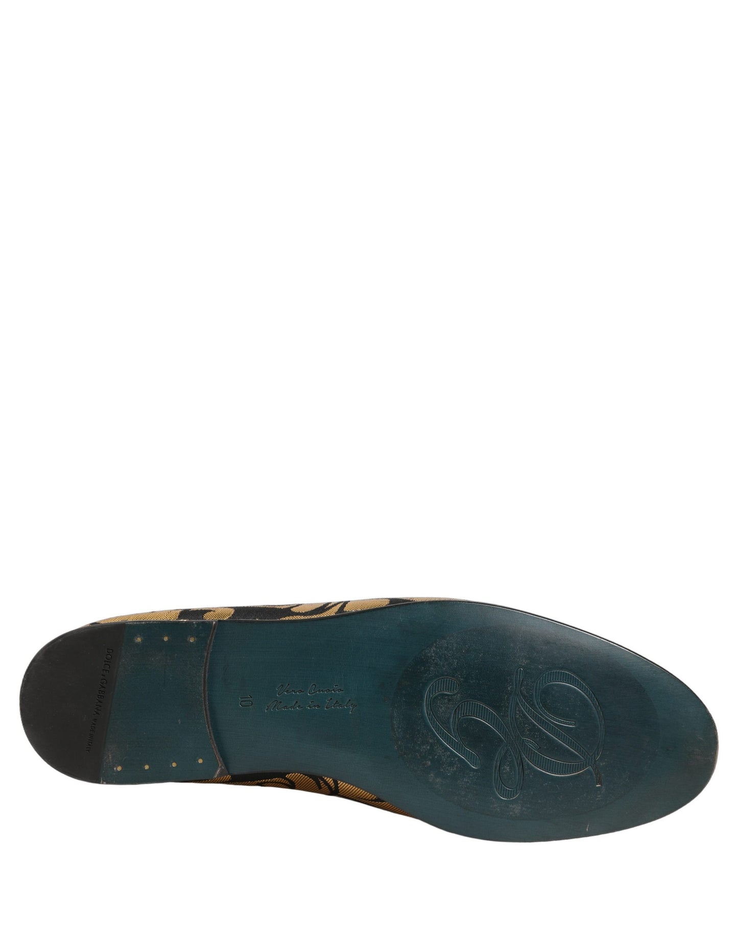 Black Gold Floral Jacquard Dress Loafers Shoes