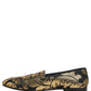 Black Gold Floral Jacquard Dress Loafers Shoes