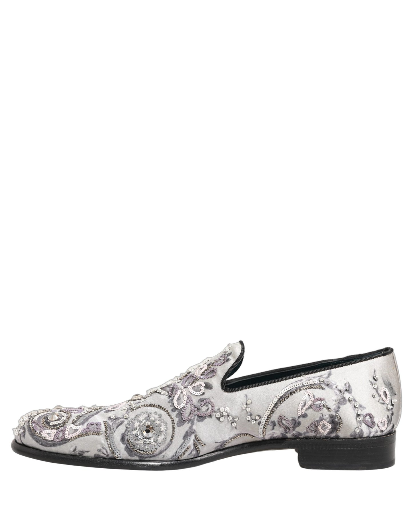 White Sequined Formal Slip On Loafers Shoes