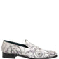 White Sequined Formal Slip On Loafers Shoes