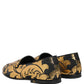 Black Gold Floral Jacquard Dress Loafers Shoes
