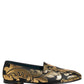 Black Gold Floral Jacquard Dress Loafers Shoes