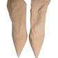 Beige Stretch Socks Heels Ankle Boots Shoes