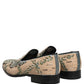 Beige Sequin Embroidery Dress Loafers Shoes