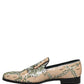 Beige Sequin Embroidery Dress Loafers Shoes