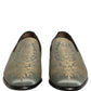Gold Floral Jacquard Slip On Loafers Shoes