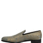 Gold Floral Jacquard Slip On Loafers Shoes