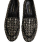 Silver Leather Logo Slip On Loafers Shoes