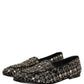 Silver Leather Logo Slip On Loafers Shoes