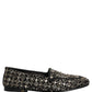 Silver Leather Logo Slip On Loafers Shoes