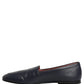 Navy Blue Leather Logo Slip On Loafers Shoes