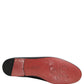 Navy Blue Leather Logo Slip On Loafers Shoes