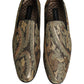 Gold Brocade Slip On Men Dress Loafers Shoes