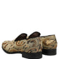 Gold Brocade Slip On Men Dress Loafers Shoes