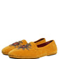 Yellow Velvet DG Heart Loafers Flats Shoes