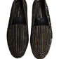 Black Gold Sequined Men Dress Loafers Shoes