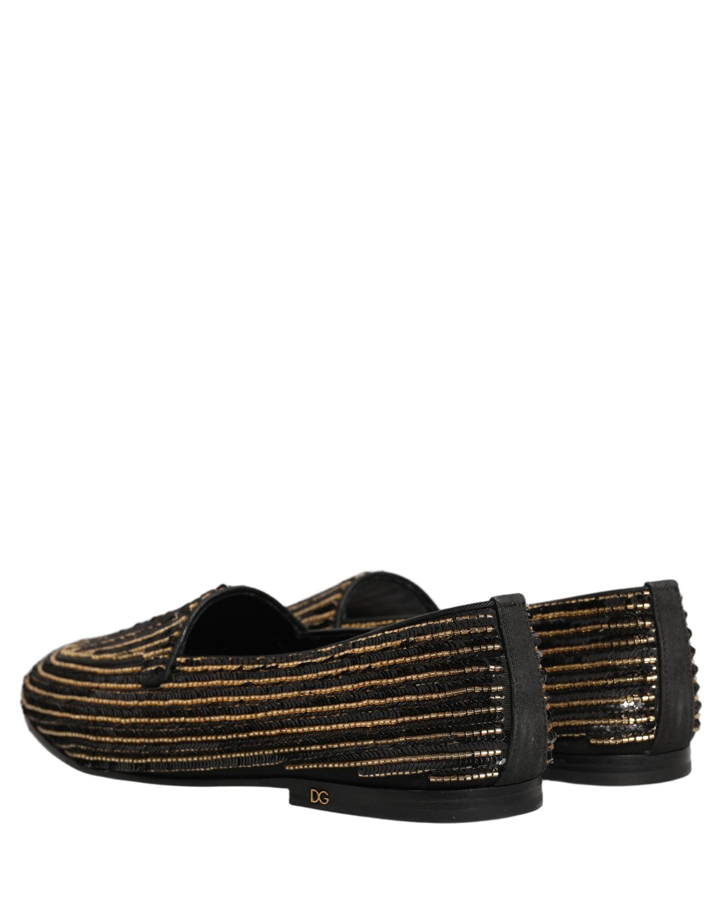 Black Gold Sequined Men Dress Loafers Shoes