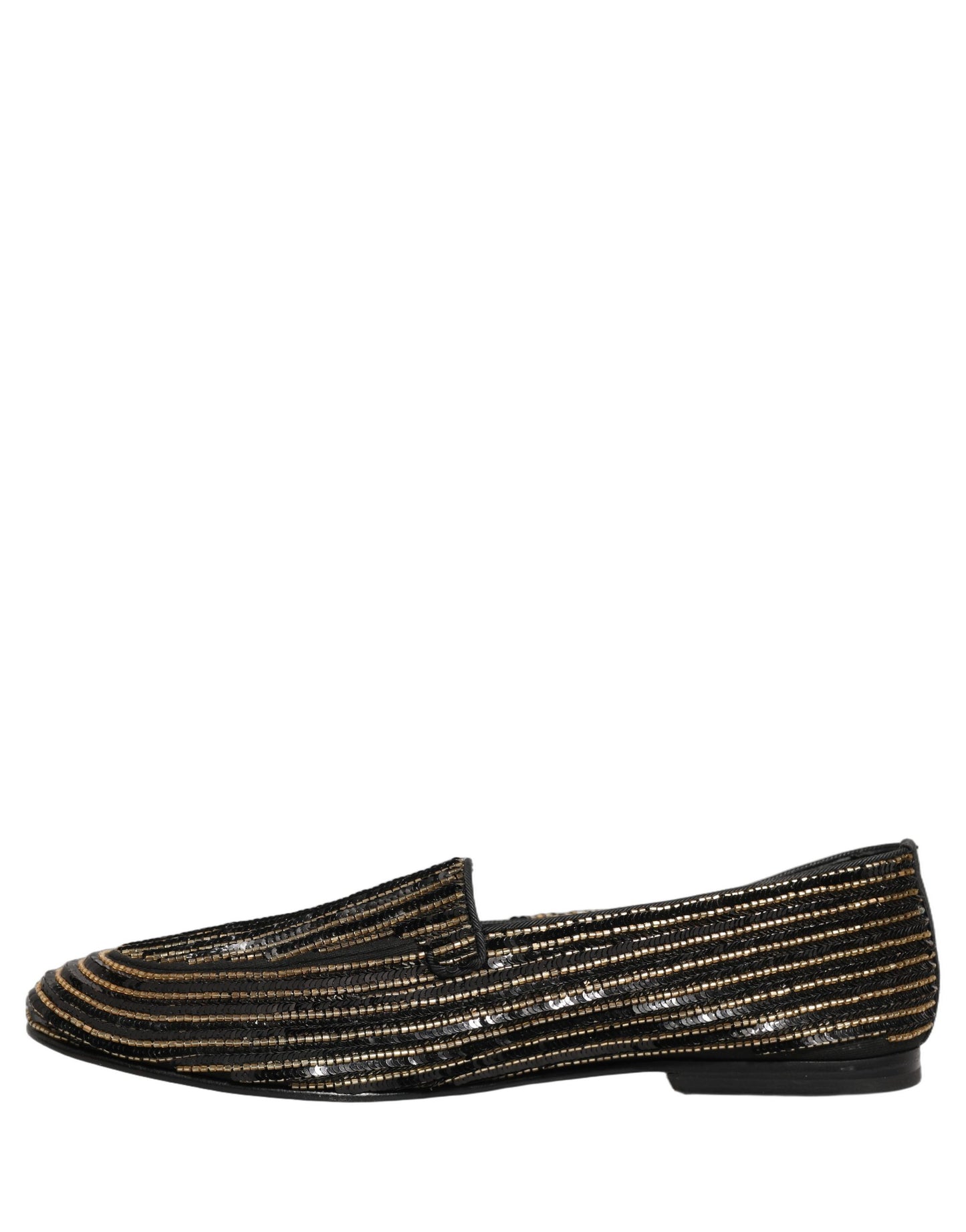 Black Gold Sequined Men Dress Loafers Shoes