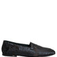 Silver Jacquard Leather Slip On Loafers Shoes