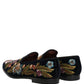 Black Velvet Floral Embroidery Loafers Shoes