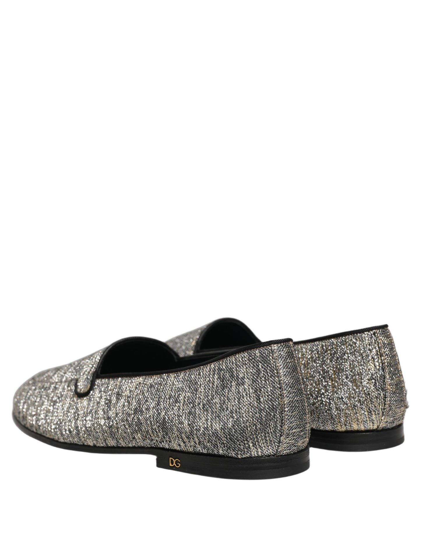 Gray Glitter Lurex DG Logo Dress Loafers Shoes