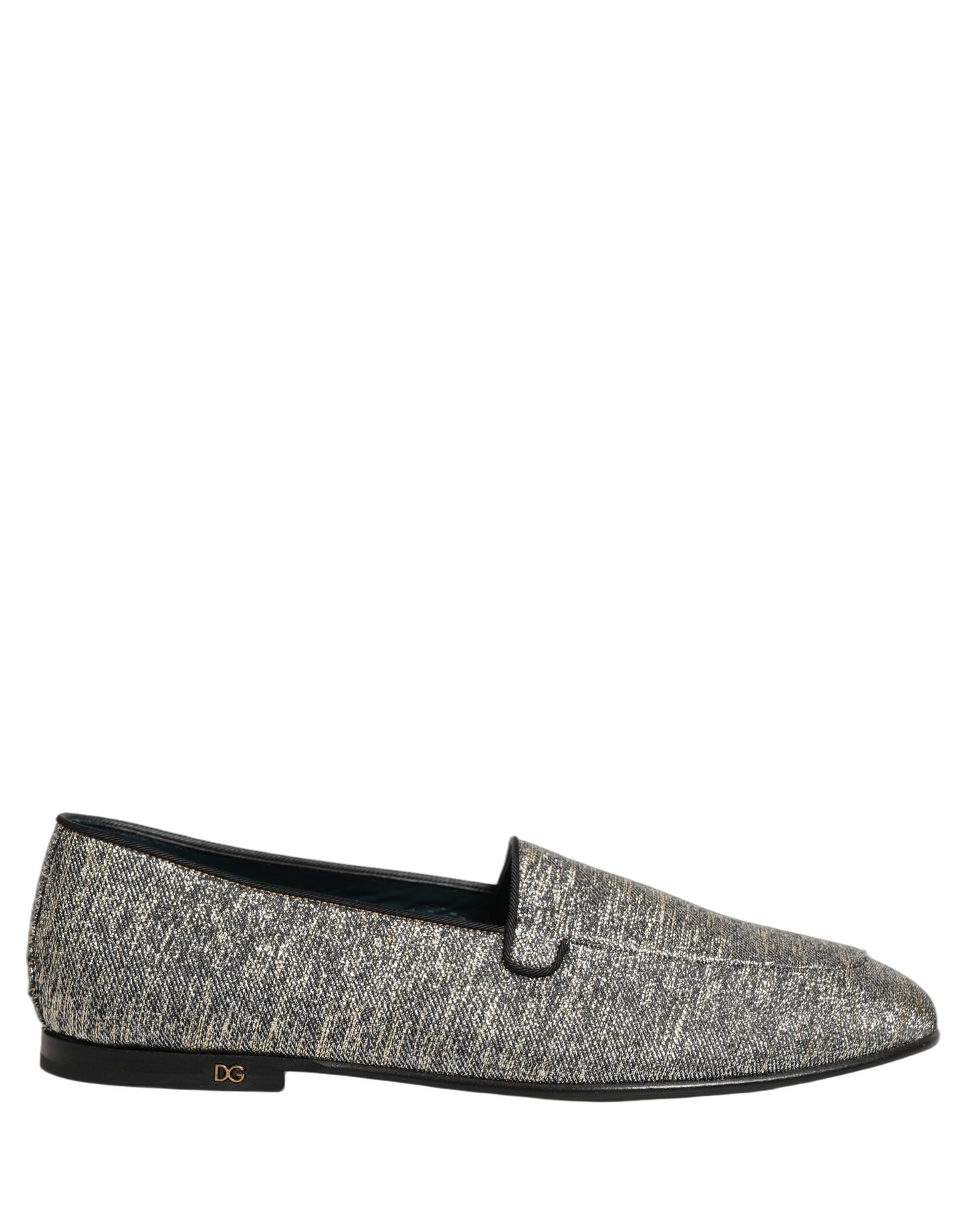 Gray Glitter Lurex DG Logo Dress Loafers Shoes