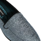 Blue Glitter Lurex DG Logo Dress Loafers Shoes